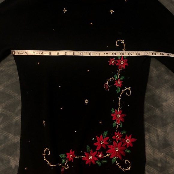 Beaded Vintage Embroidered Holiday Cowl Neck Sweater - Picture 8 of 12